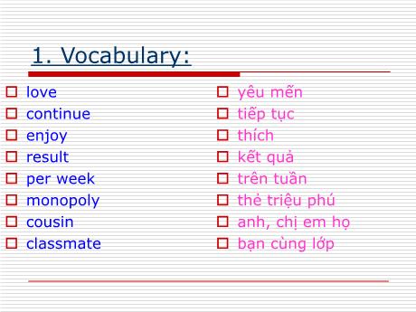 Bài giảng Tiếng Anh 7 - Revision