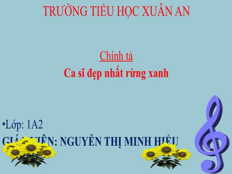Bài giảng Tiếng Việt Lớp 1 - Tuần 34 - Chính tả: Ca sĩ đẹp nhất rừng xanh - Nguyễn Thị Minh Hiểu