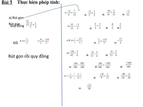 Bài giảng Toán 8 - Ôn tập: Cộng, trừ, nhân, chia số hữu tỉ (Buổi 1)