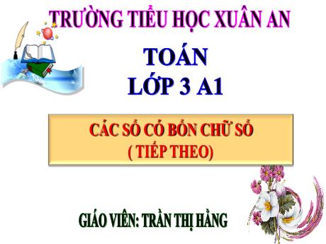 Bài giảng Toán Lớp 3 - Các số có bốn chữ số (Tiếp theo) - Trần Thị Hằng