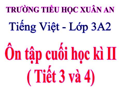 Bài giảng Toán Lớp 3 - Ôn tập cuối học kì II (Tiết 3+4) - Trường Tiểu học Xuân An