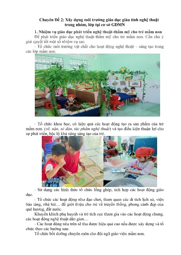 Chuyên đề - Xây dựng môi trường Giáo dục giàu tính nghệ thuật trong Nhóm, Lớp tại cơ sở GDMN