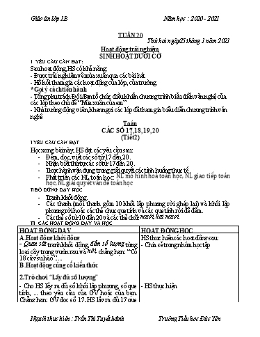 Giáo án các môn Lớp 1 - Tuần 20 - Năm học 2020-2021 - Trần Thị Tuyết Minh