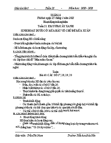 Giáo án các môn Lớp 1 - Tuần 21 - Năm học 2020-2021 - Trần Thị Nam