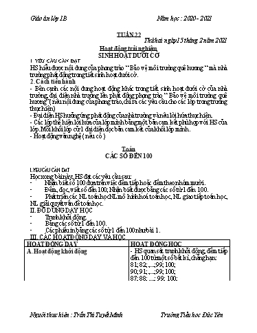 Giáo án các môn Lớp 1 - Tuần 22 - Năm học 2020-2021 - Trần Thị Tuyết Minh