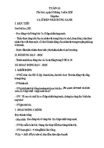 Giáo án các môn Lớp 1 - Tuần 33 - Năm học 2020-2021