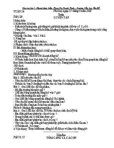 Giáo án các môn Lớp 2 - Tuần 26 - Năm học 2020-2021 - Phạm Thị Thanh Bình