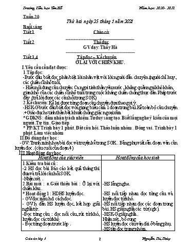 Giáo án các môn Lớp 3 - Tuần 20 - Năm học 2020-2021 - Nguyễn Thị Thúy