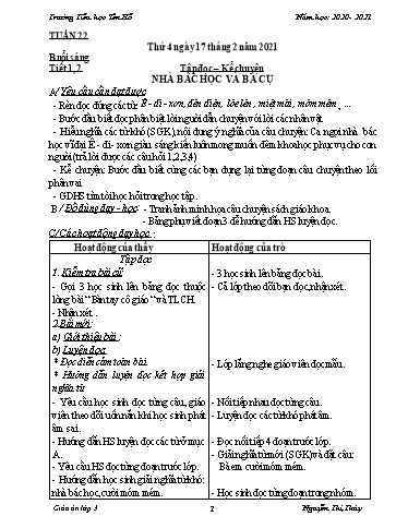 Giáo án các môn Lớp 3 - Tuần 22 - Năm học 2020-2021 - Nguyễn Thị Thúy