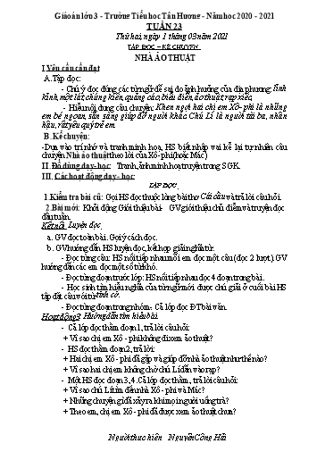 Giáo án các môn Lớp 3 - Tuần 23 - Năm học 2020-2021 - Nguyễn Công Hải