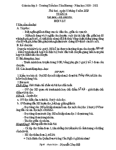 Giáo án các môn Lớp 3 - Tuần 25 - Năm học 2020-2021 - Nguyễn Công Hải