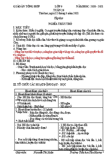 Giáo án các môn Lớp 5 - Tuần 26 - Năm học 2020-2021 - Nguyễn Thị Xuân