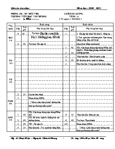 Giáo án các môn Tiểu học - Tuần 21 - Năm học 2020-2021 - Nguyễn Thành Chung