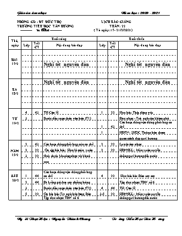 Giáo án các môn Tiểu học - Tuần 22 - Năm học 2020-2021 - Nguyễn Thành Chung