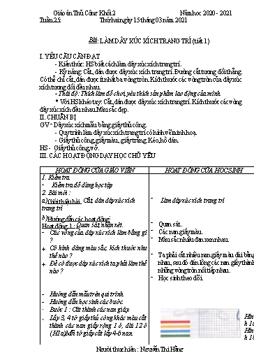 Giáo án Công nghệ Lớp 2 - Tuần 25 - Năm học 2020-2021 - Nguyễn Thị Hằng