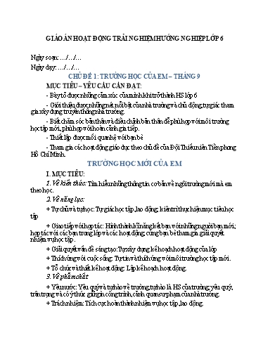 Giáo án Hoạt động trải nghiệm hướng nghiệp 6 (Cánh diều) - Chương trình cả năm