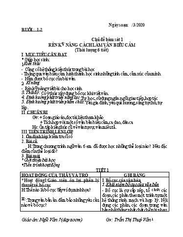 Giáo án Ngữ Văn 7 - Buổi 1 đến buổi 5 - Năm học 2019-2020 - Trần Thị Thúy Vân