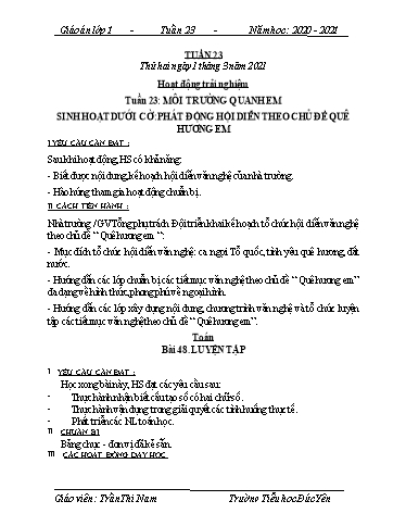 Kế hoạch bài dạy các môn Lớp 1 - Tuần 23 - Năm học 2020-2021 - Trần Thị Nam