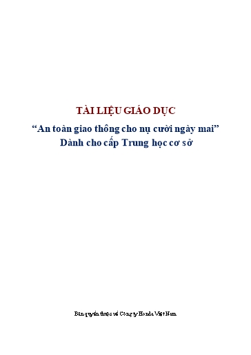 Tài liệu An toàn giao thông cho nụ cười ngày mai - Dành cho cấp Trung học cơ sở